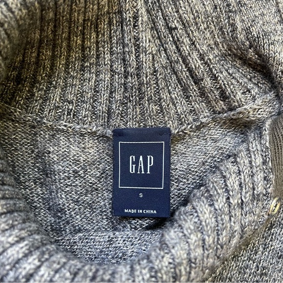 GAP Brown Heathered Snap Neck Turtleneck Tunic Sweater Small Women’s - Picture 10 of 12
